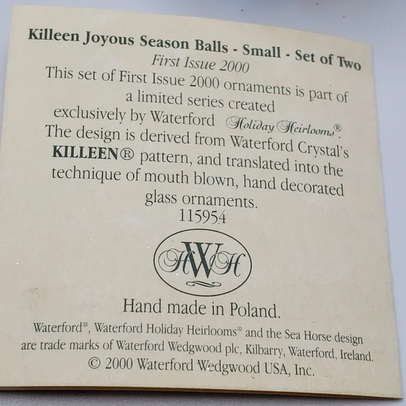 Waterford Holiday Heirlooms Joyous Season Balls (2) - Picture 5 of 11